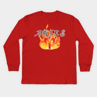 Aries: Zodiac Fire Sign Kids Long Sleeve T-Shirt